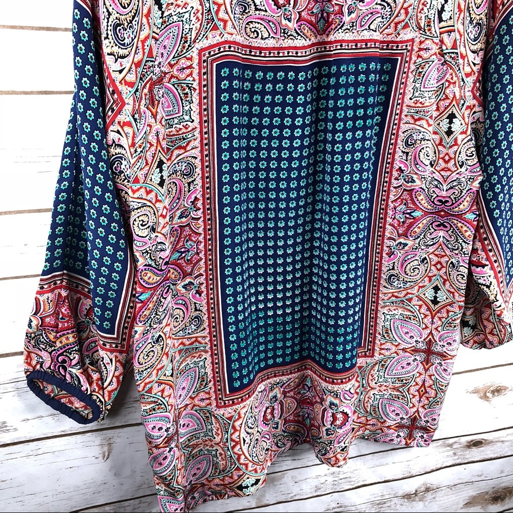Tolani floral patchwork paisley silk boho top - Picture 7 of 8